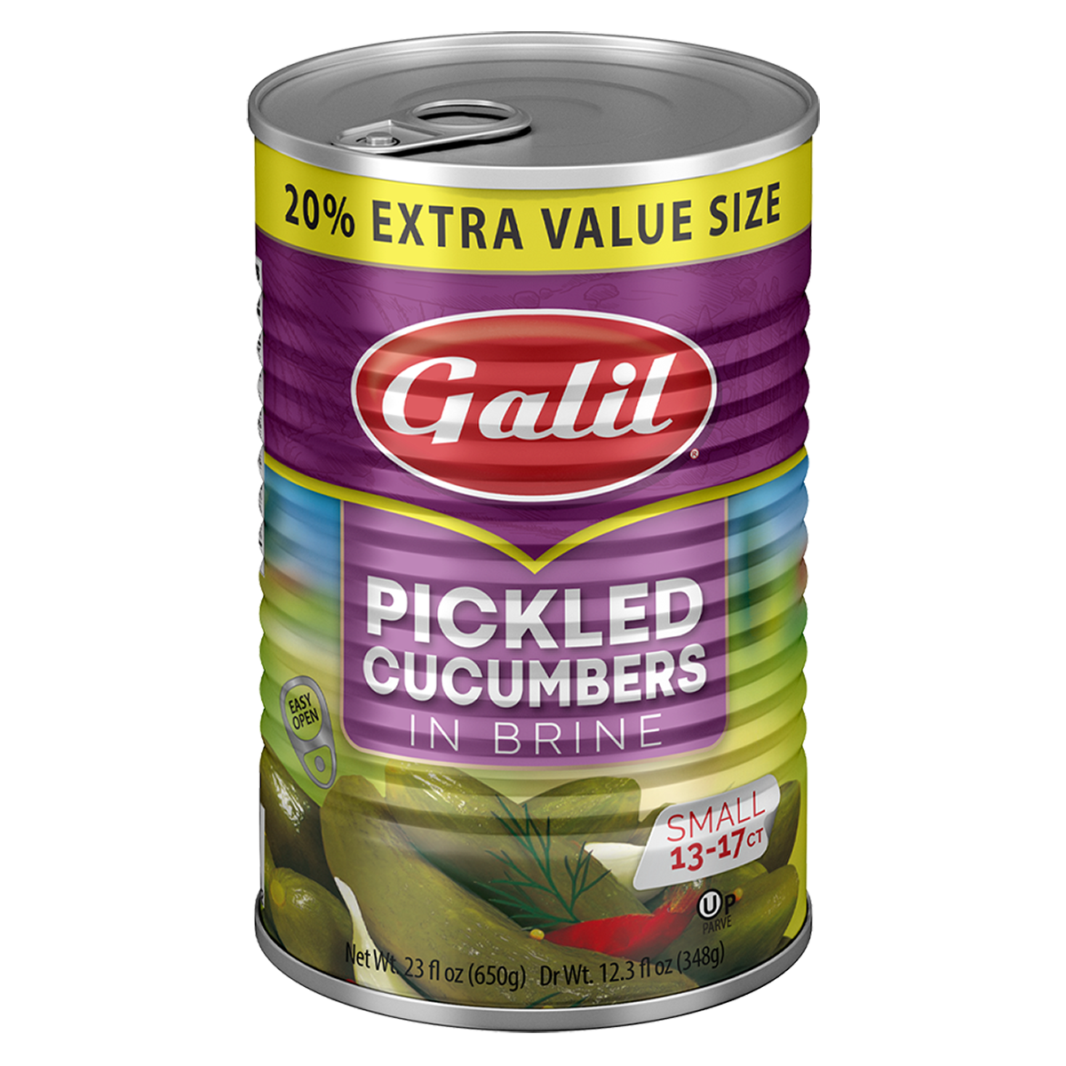 Cucumber Pickles in Brine, Small 13-17, Galil