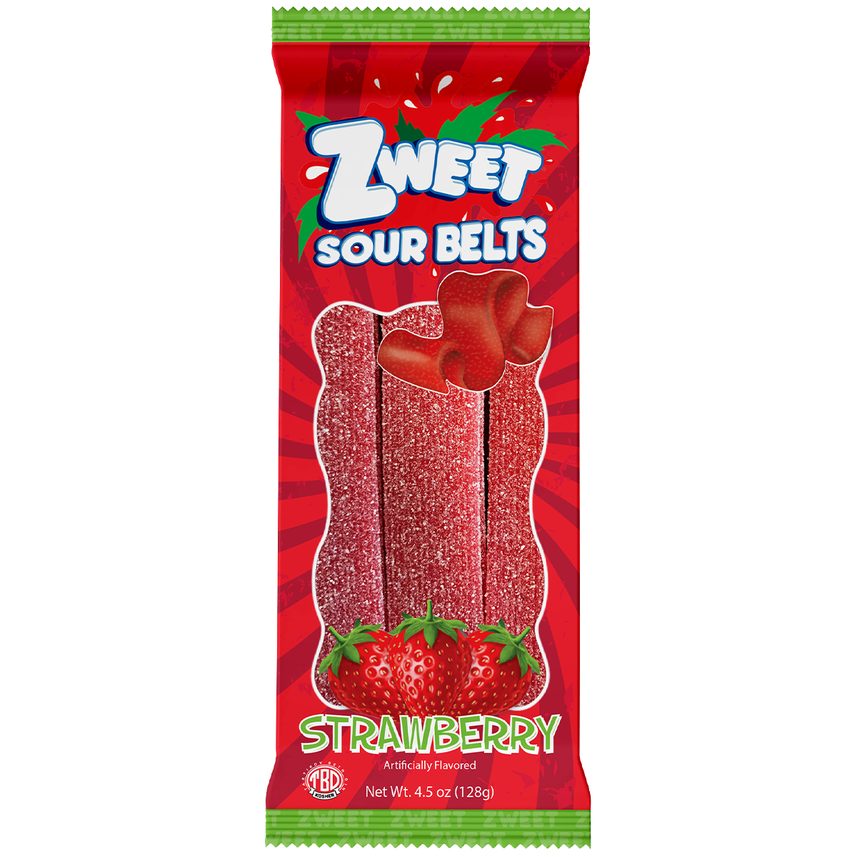 Sour Strawberry Belts | Zweet | Go-Pack | 4.5 oz