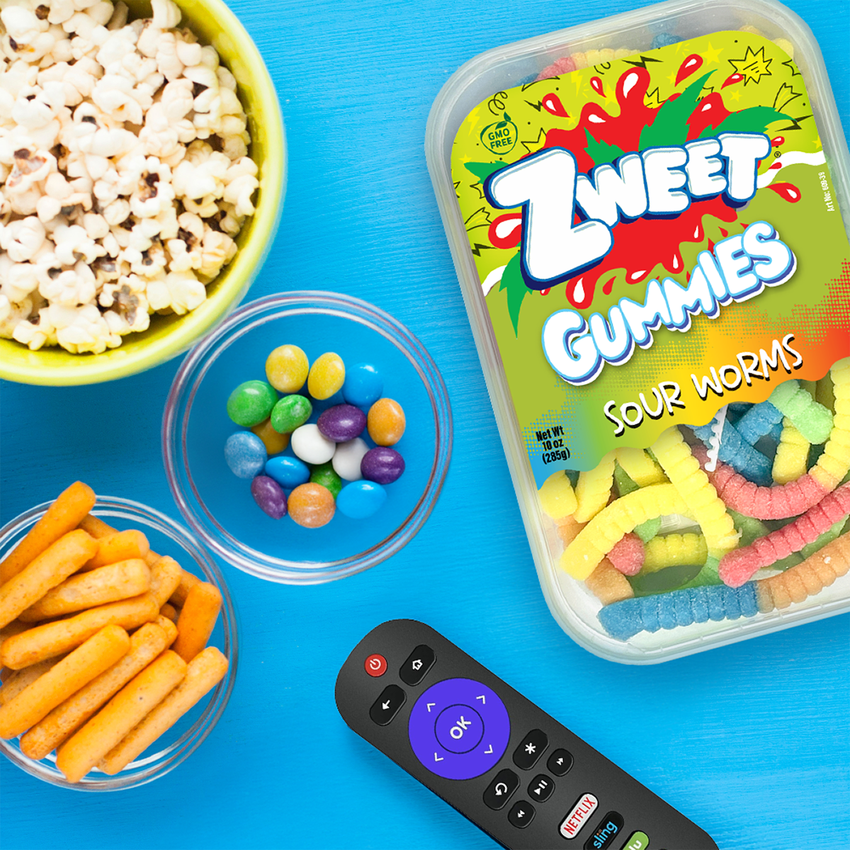 Neon Gummy Sour Worms, Zweet