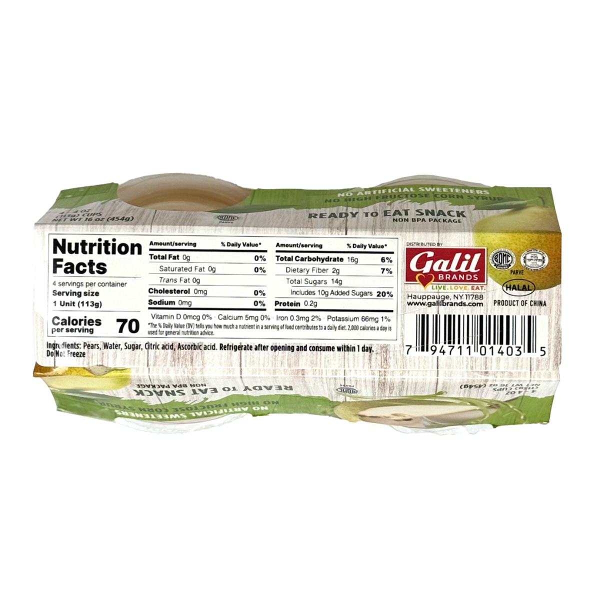 Diced Pears in Light Syrup, Galil