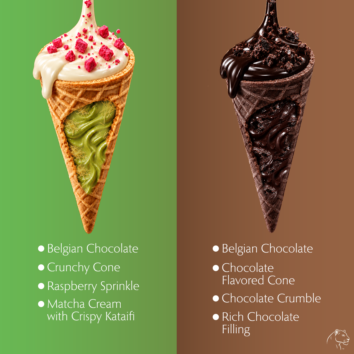 Leonessa 2-Pack Variety Chocolate Cones (Matcha Latte & Chocolate SoufflΓ©)