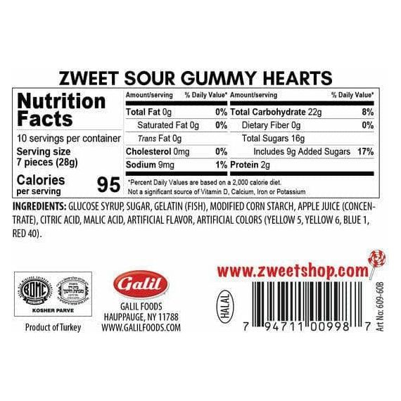 Sour Gummy Hearts | Zweet | 10 oz - ShopGalil