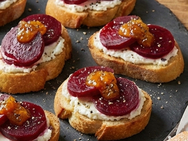 Beet and Orange Marmalade Crostini