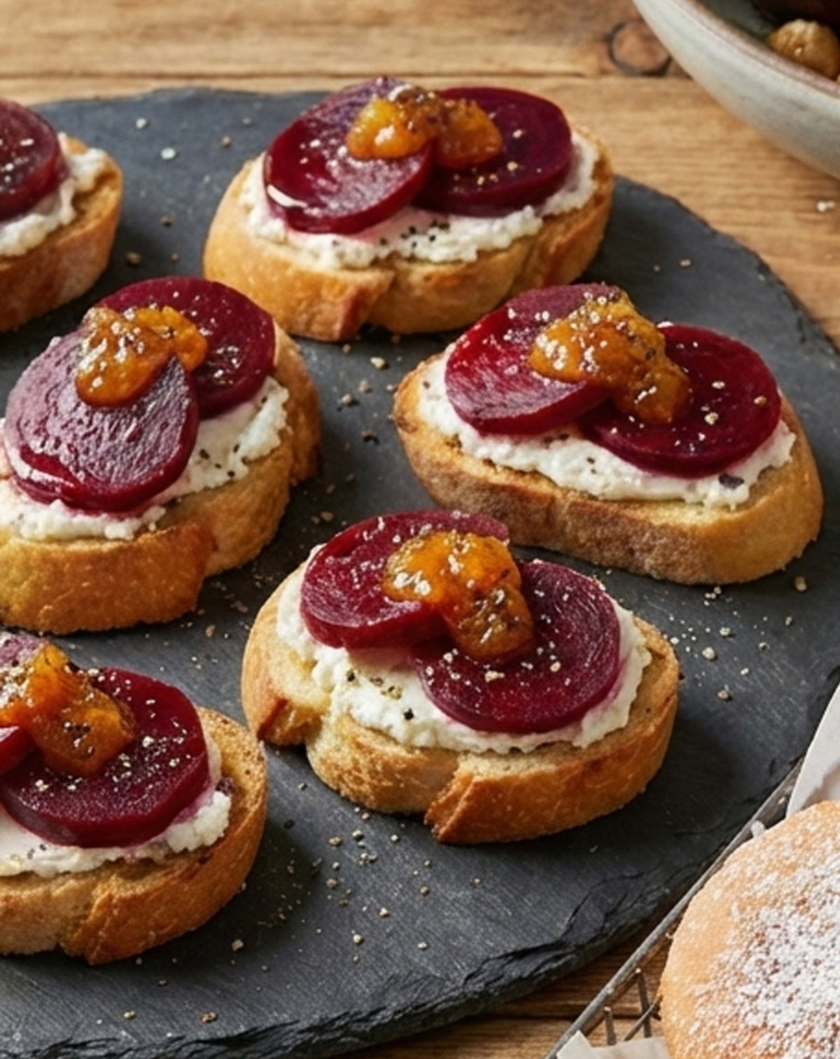 Beet and Orange Marmalade Crostini