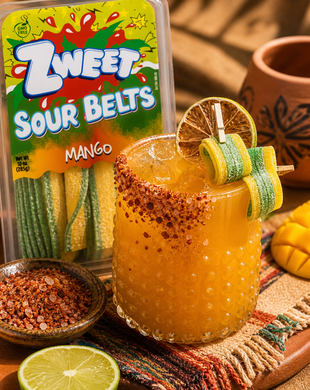Tropical Mango Chili-Salt Mezcal Fizz