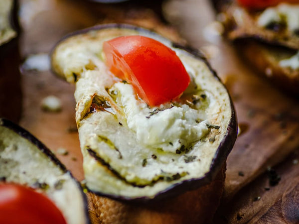 Fried Eggplant Caprese Bites