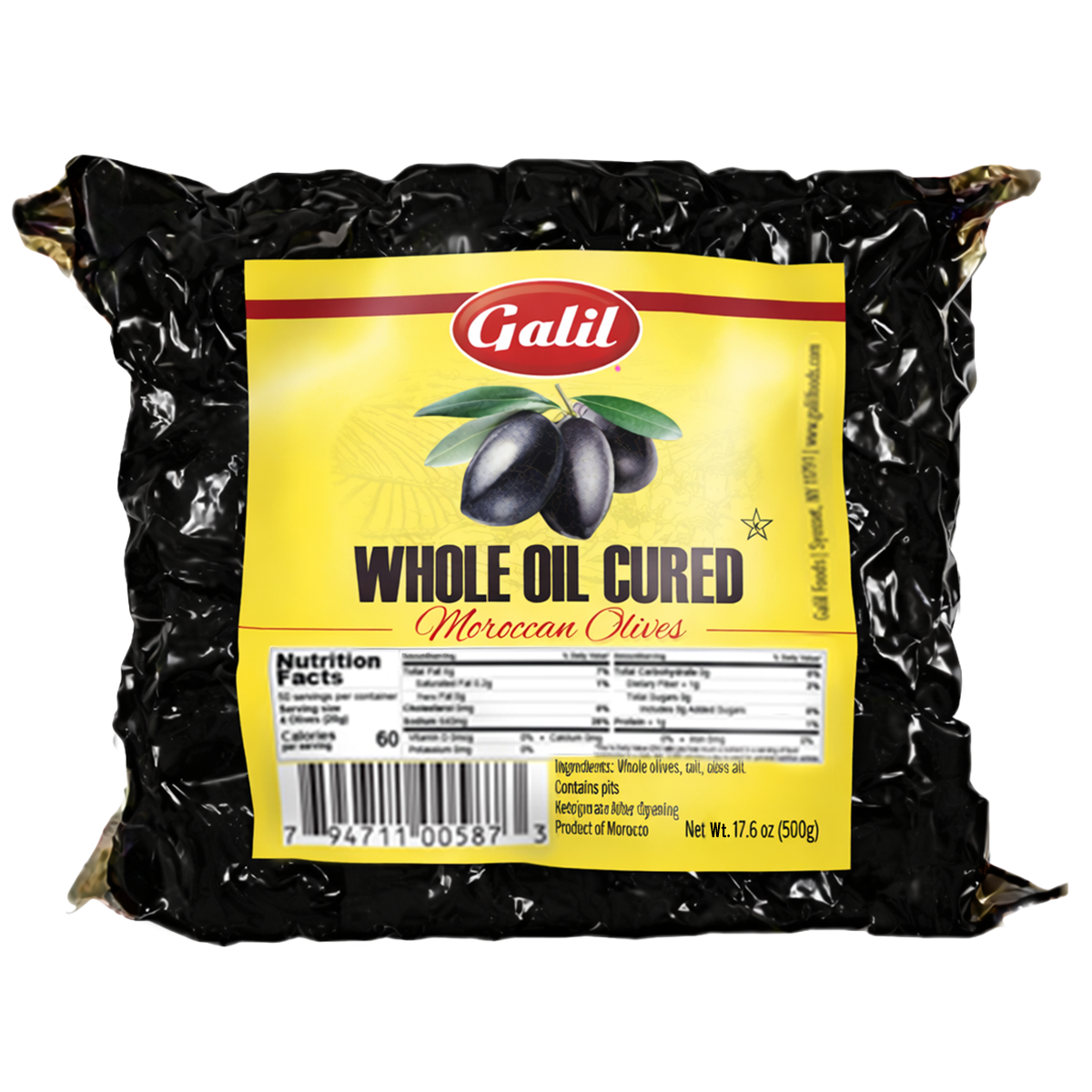 Oil Cured Black Olives Vac-Pack, Galil