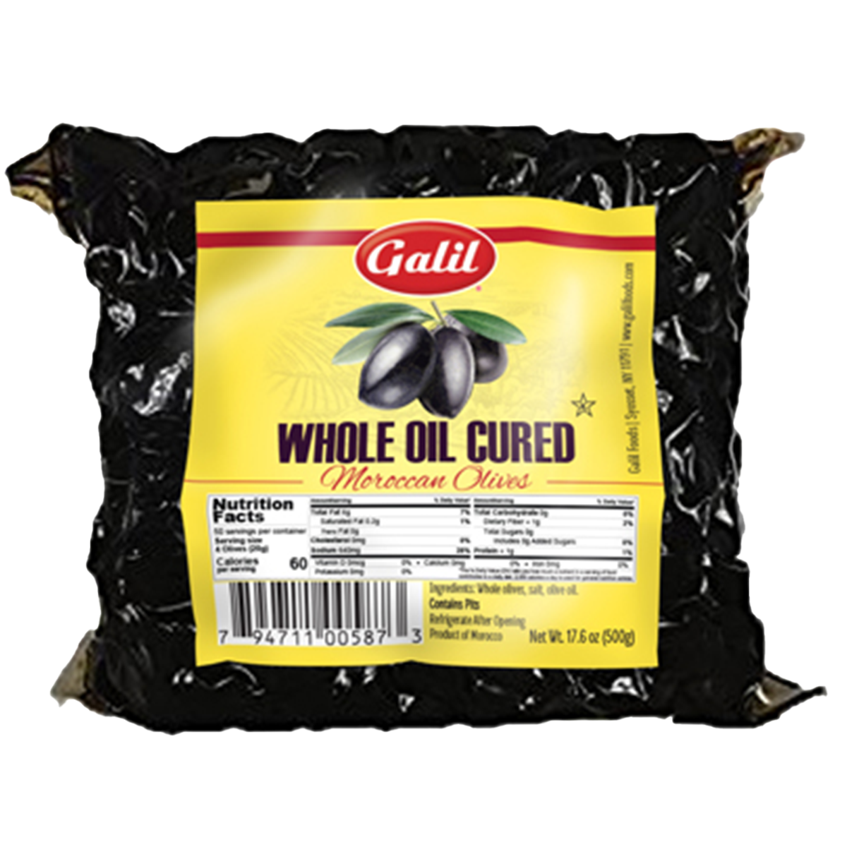Oil Cured Black Olives Vac-Pack, Galil