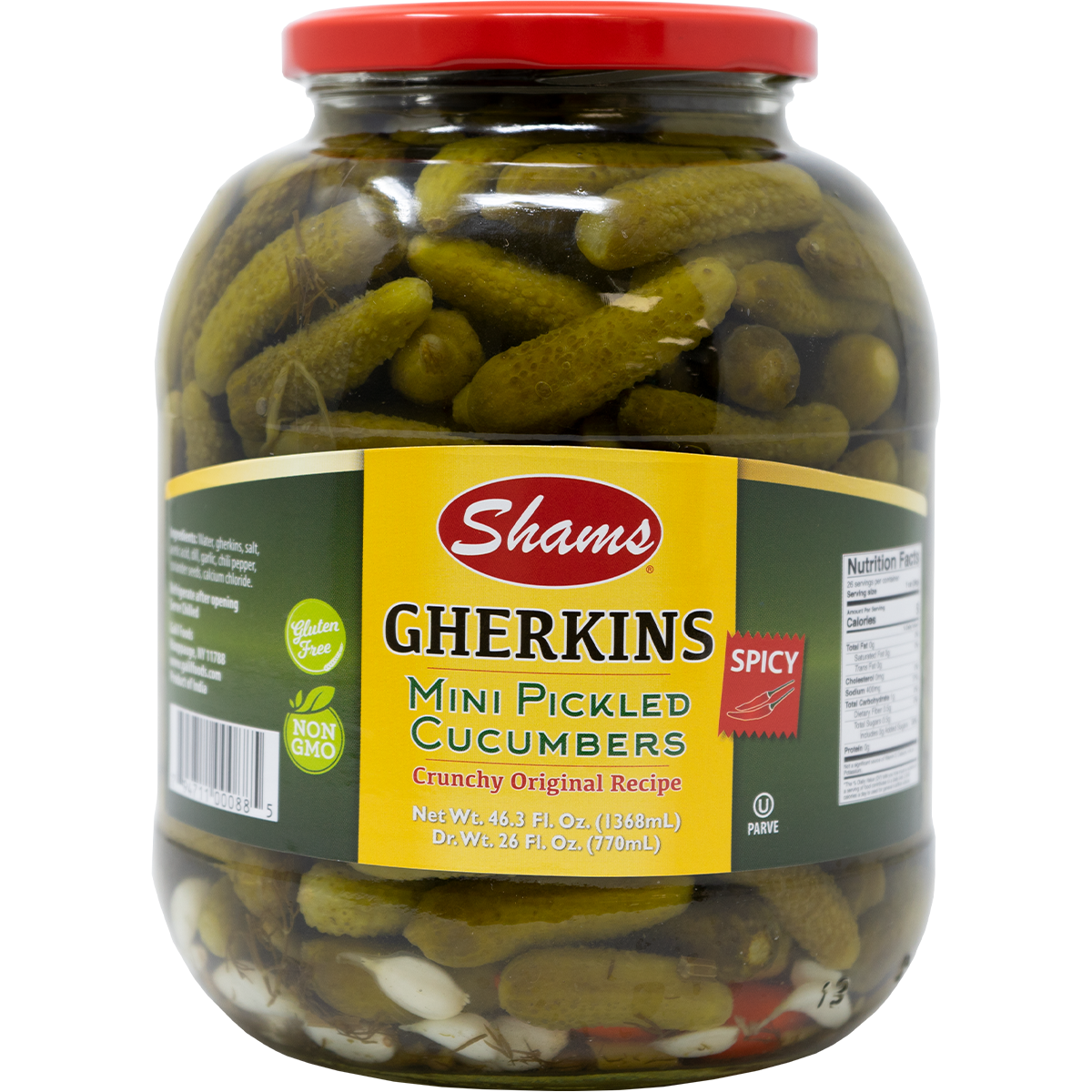 Spicy Mini Gherkin Pickles, Shams