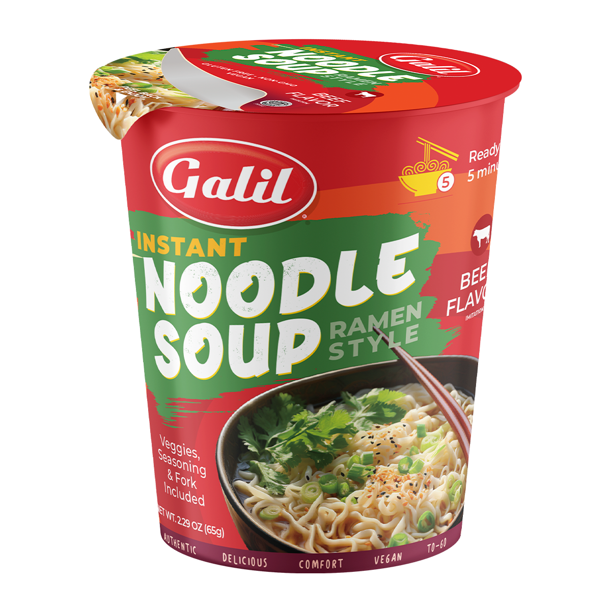 Gluten Free Rice Ramen Beef Instant Soup, Galil