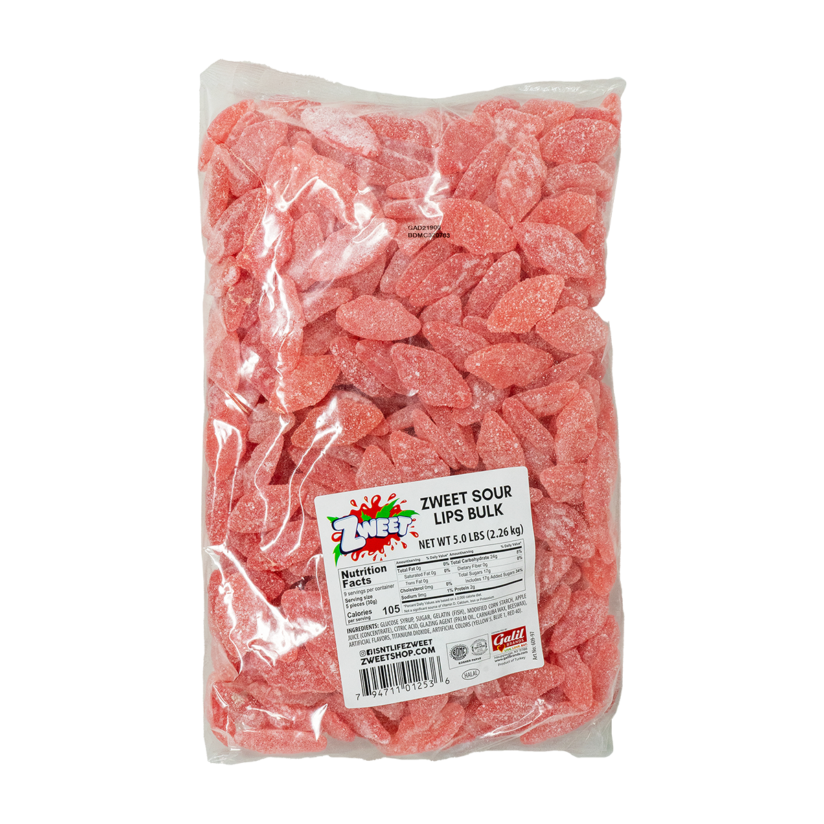 Bulk Sour Gummy Lips, Zweet