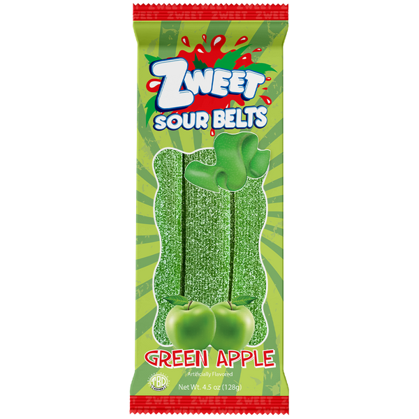 Sour Apple Belts | Go-Pack | Zweet | 4.5 oz