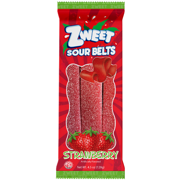 Sour Strawberry Belts | Zweet | Go-Pack | 4.5 oz