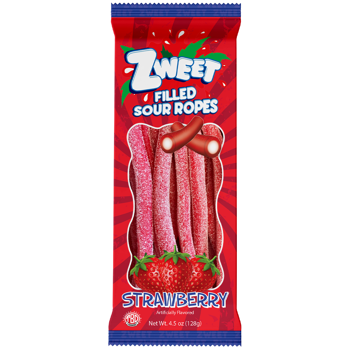 Sour Strawberry Ropes Filled | Zweet  | Go-Pack | 4.5 oz