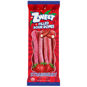 Sour Strawberry Ropes Filled | Zweet  | Go-Pack | 4.5 oz