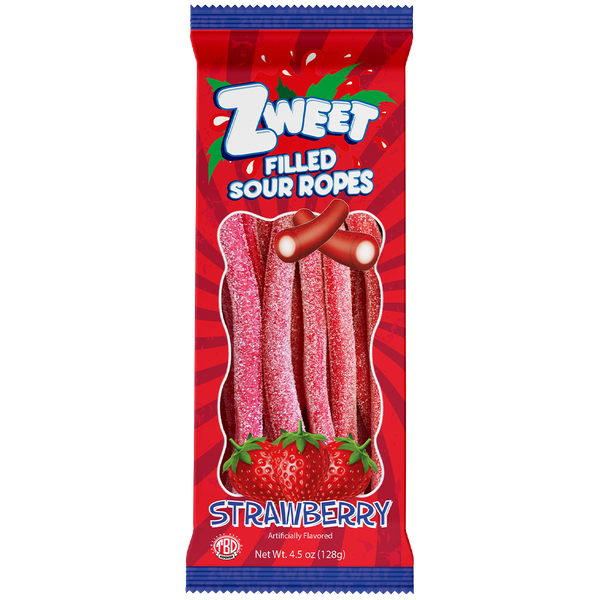 Sour Strawberry Ropes Filled | Zweet  | Go-Pack | 4.5 oz