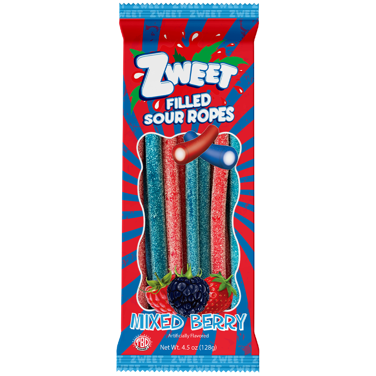 Sour Mixed Berry Ropes Filled | Zweet | Go-Pack | 4.5 oz