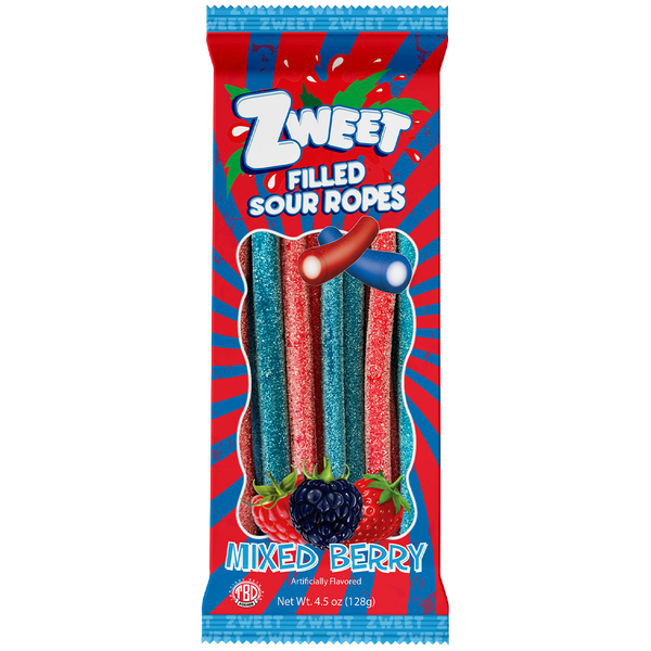 Sour Mixed Berry Ropes Filled | Zweet | Go-Pack | 4.5 oz