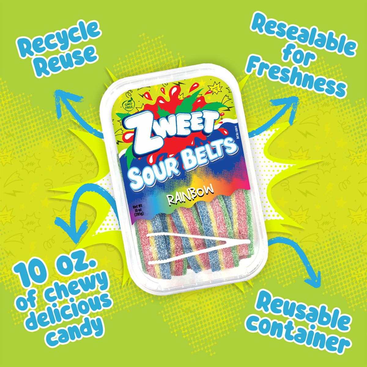 Sour Rainbow Belts, Zweet