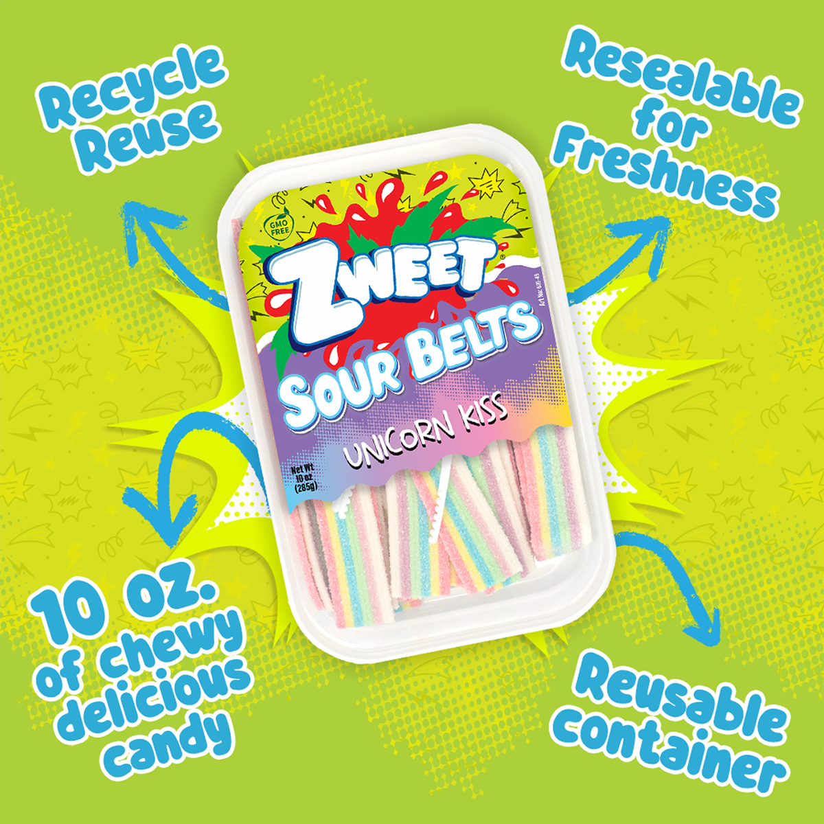 Unicorn Kiss Sour Belts, Zweet