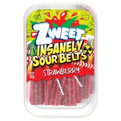 Insanely Sour Strawberry Belts | Zweet | 10 oz