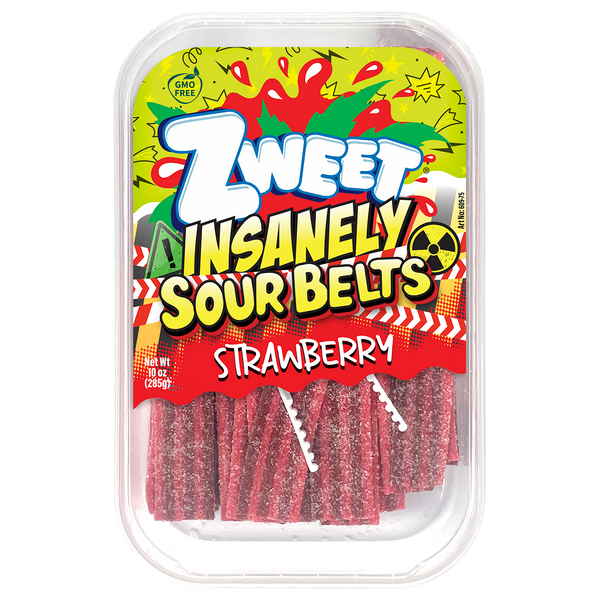 Insanely Sour Strawberry Belts | Zweet | 10 oz