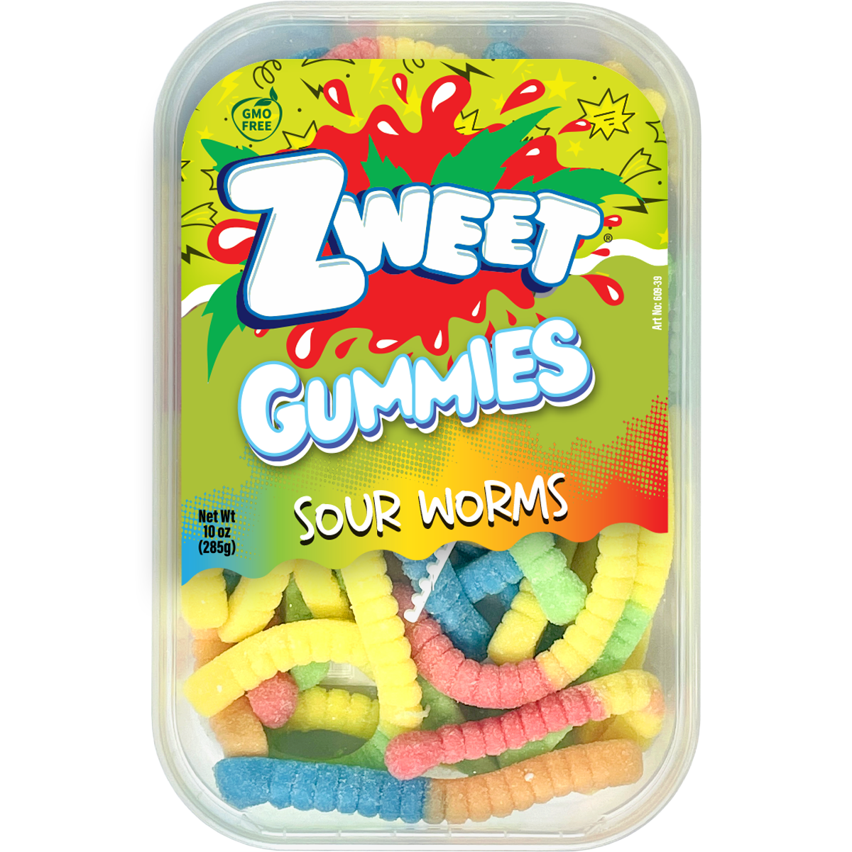Neon Gummy Sour Worms, Zweet