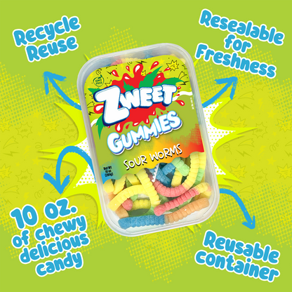 Neon Gummy Sour Worms, Zweet