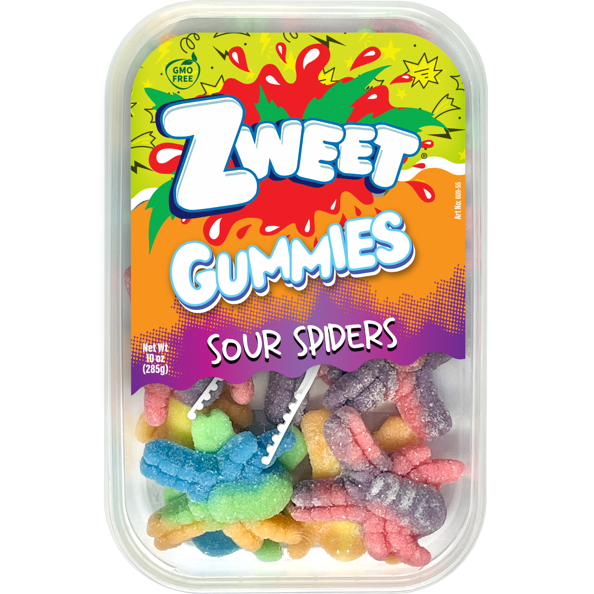 Sour Gummy Neon Spiders, Zweet