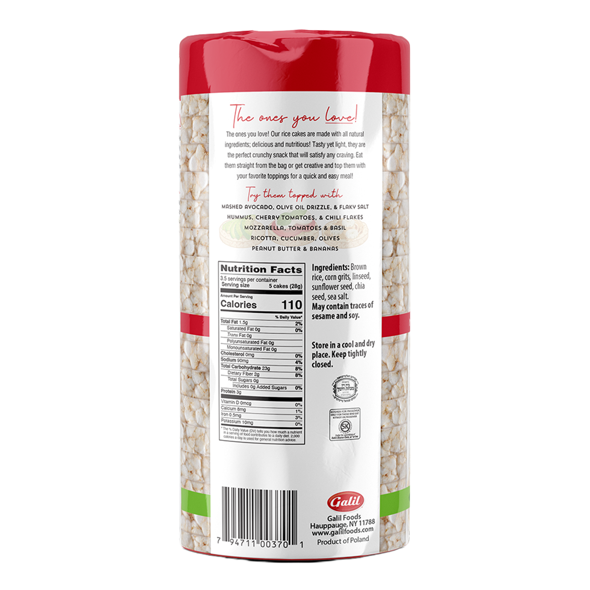 Thin Multigrain Rice Cakes, Chia & Quinoa, Galil