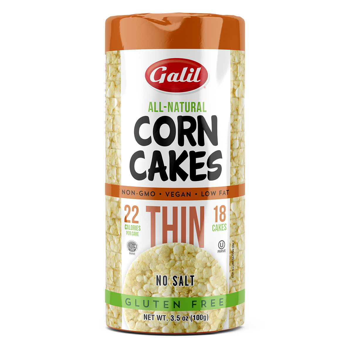 No Salt Thin Corn Cakes, Galil