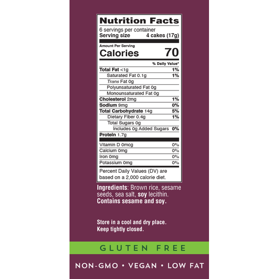 Ultra Thin Rice Cakes, Sesame & Salt, Galil