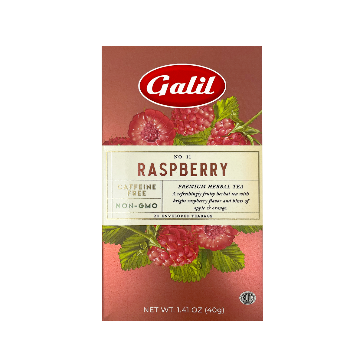 Raspberry Herbal Tea | 20' Tea Bags | 1.41 oz | Galil