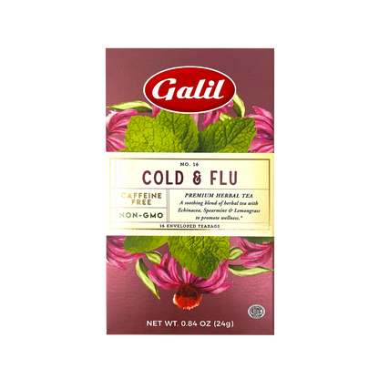 Cold and Flu Herbal Tea | 16' Tea Bags | 0.84 oz | Galil