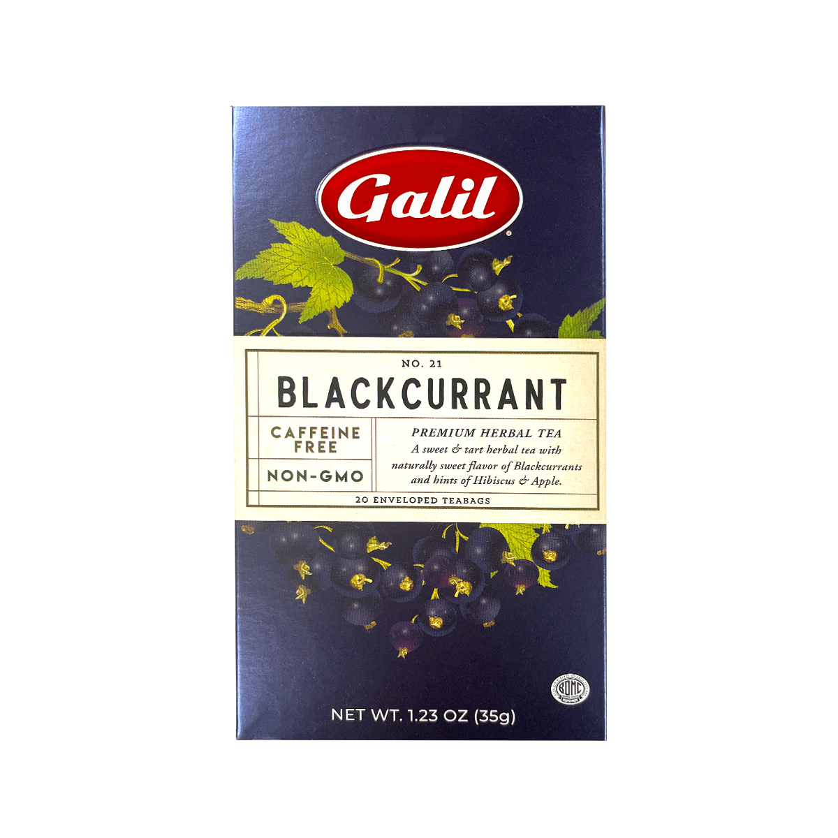 Black Currant Herbal Tea | 20' Tea Bags | 1.23 oz | Galil