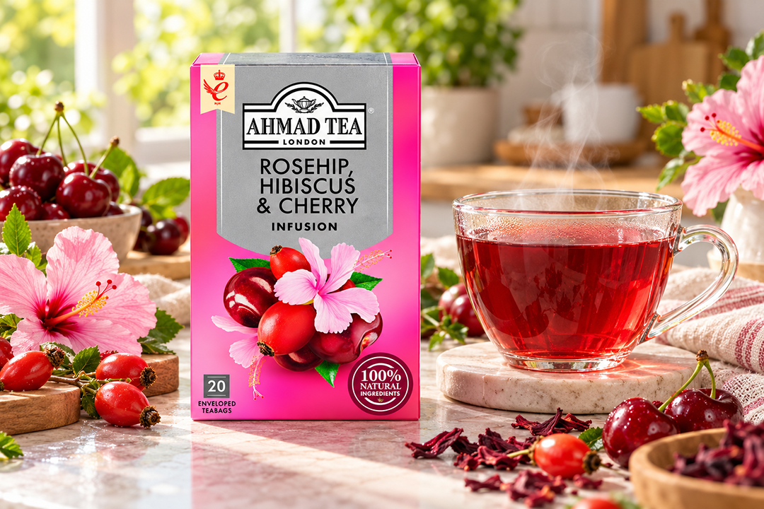 Rosehip, Hibiscus & Cherry Infusion Herbal Fruit Tea, Ahmad Tea