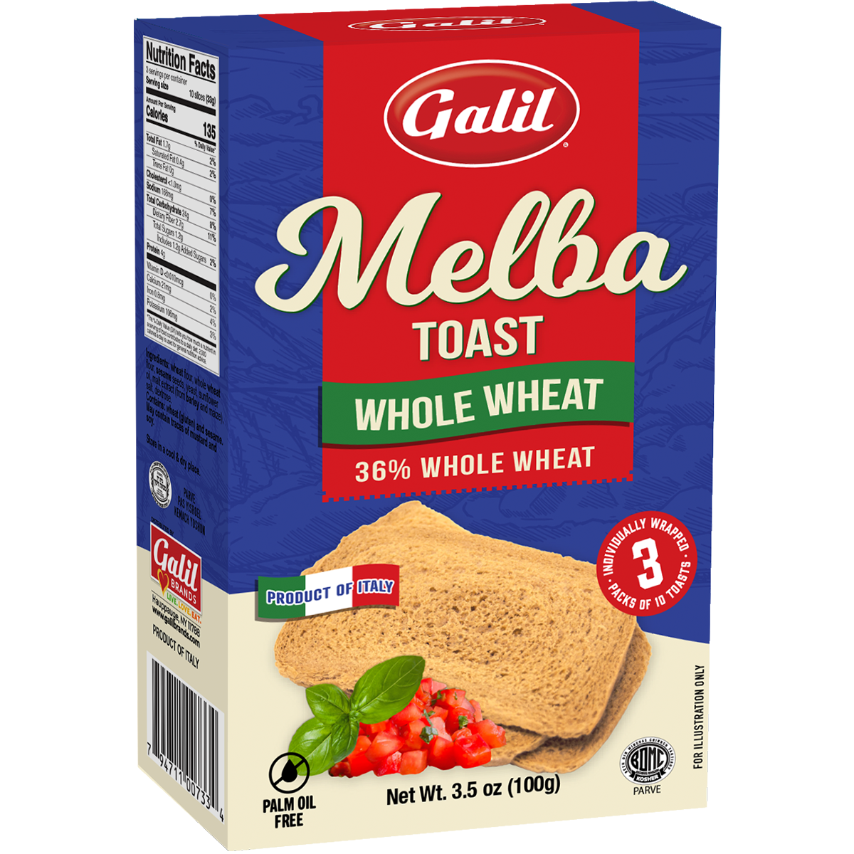Melba Toast | Whole Wheat | Galil