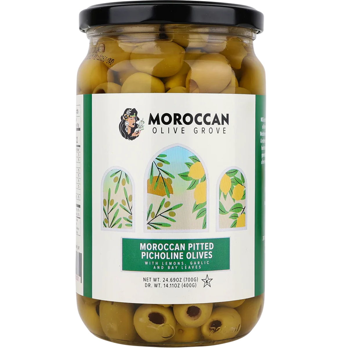 Pitted Picholine Olives | 26.28 oz | Moroccan Olive Grove