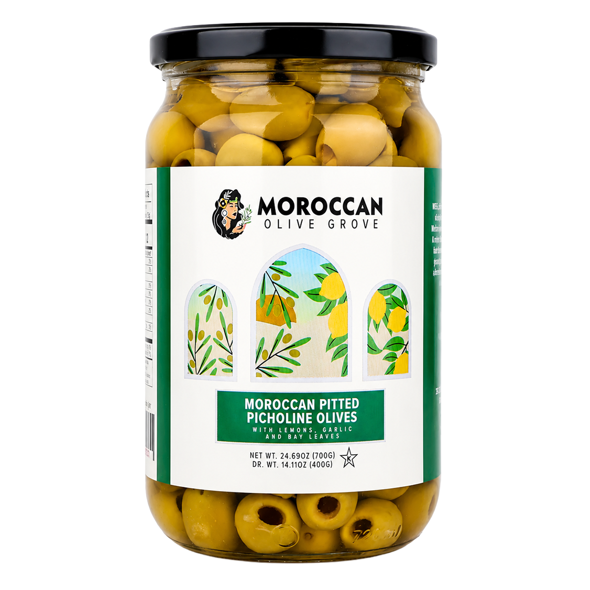 Pitted Picholine Olives, Moroccan Olive Grove