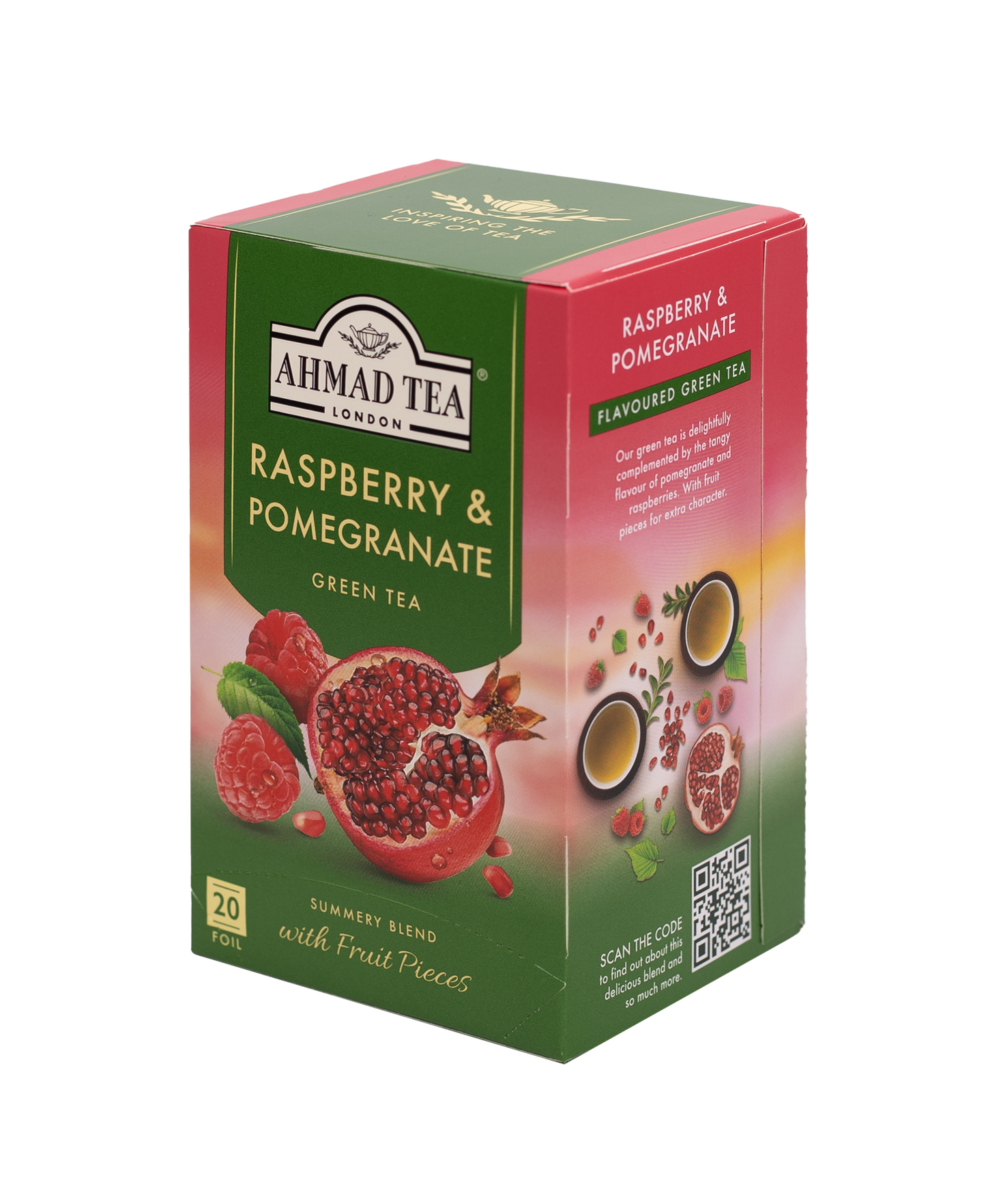 Pomegranate & Raspberry - Green Tea | 20' Tea Bags | Ahmad Tea