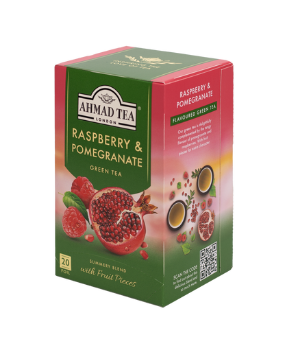 Pomegranate & Raspberry - Green Tea | 20' Tea Bags | Ahmad Tea