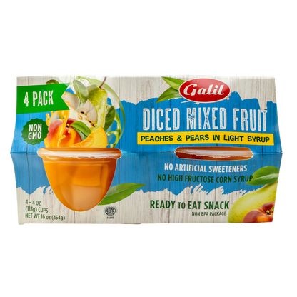 Diced Peaches and Pears in Light Syrup, Galil