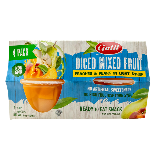Diced Peaches and Pears in Light Syrup, Galil