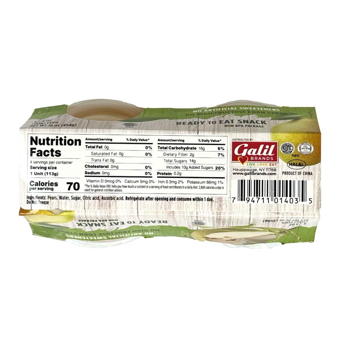 Diced Peaches and Pears in Light Syrup, Galil