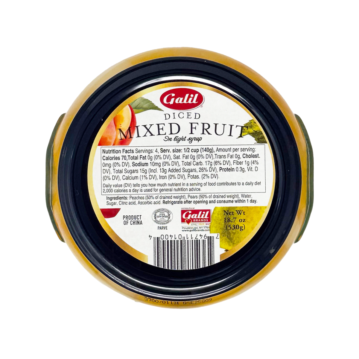 Diced Peaches and Pears in Light Syrup, Galil
