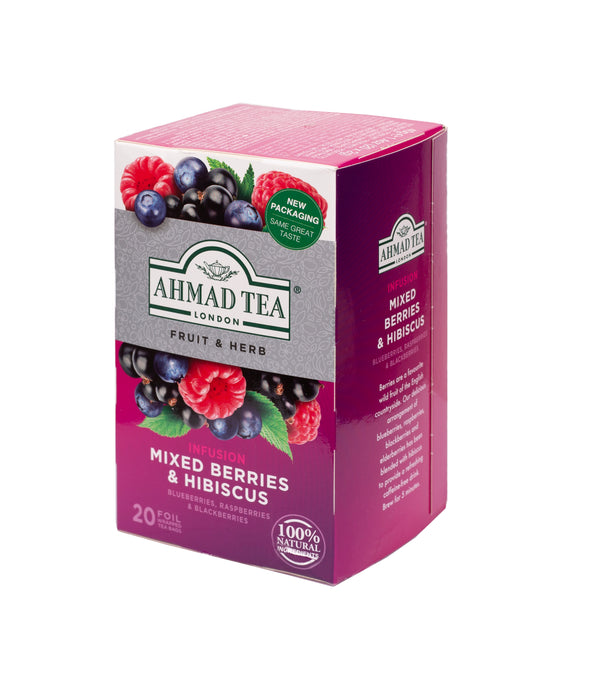 Mixed Berries & Hibiscus Infusion Fruit Tea - Herbal | 20' Tea Bags | Ahmad Tea