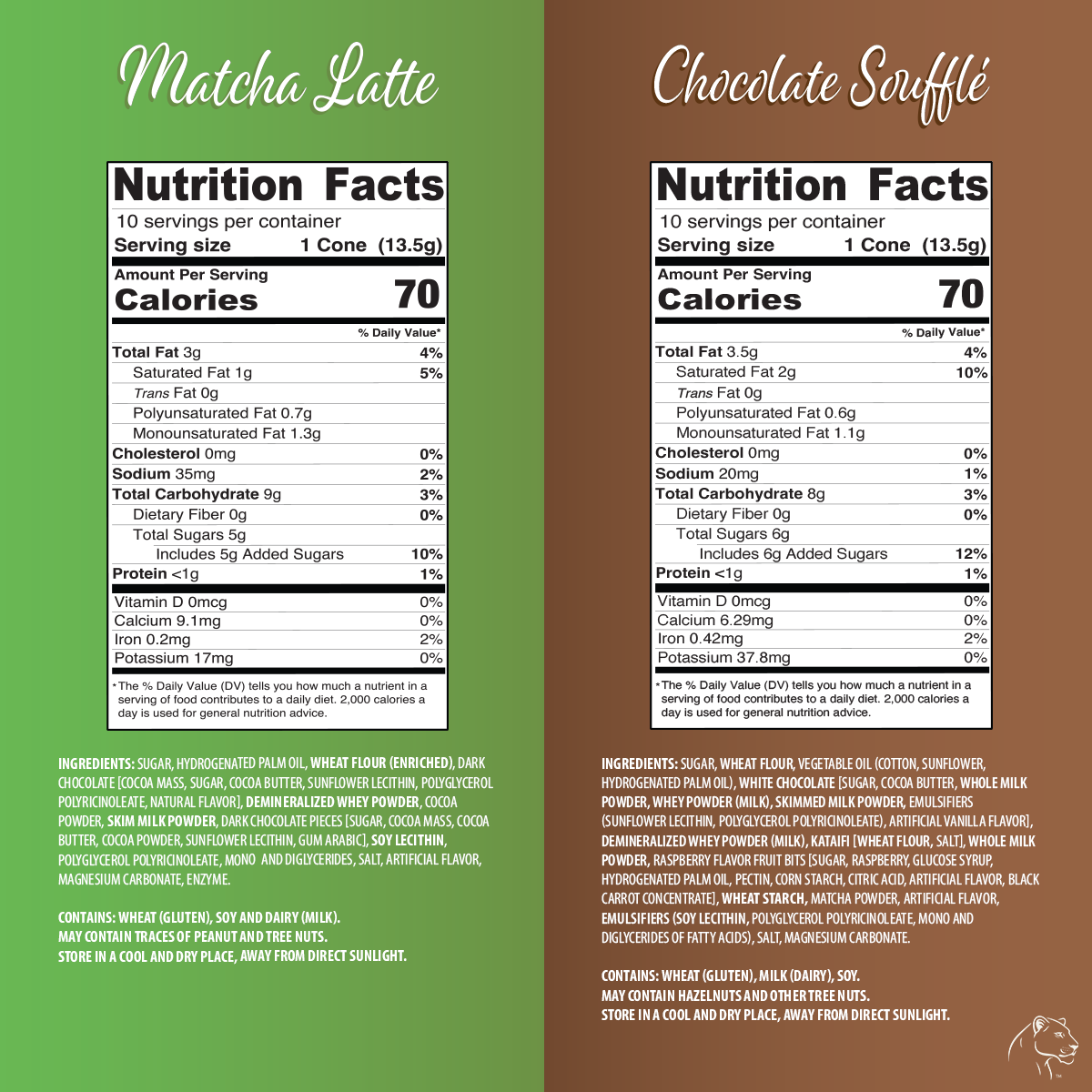 Leonessa 2-Pack Variety Chocolate Cones (Matcha Latte & Chocolate Soufflé)