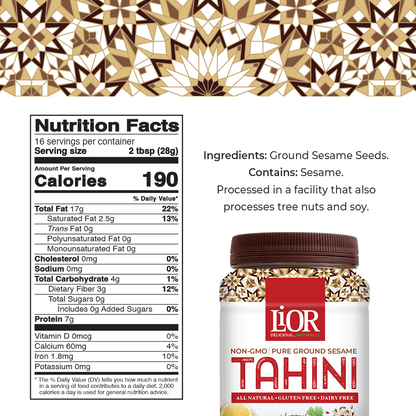 Tahini, Pure Stone Ground Sesame Butter, LiOR