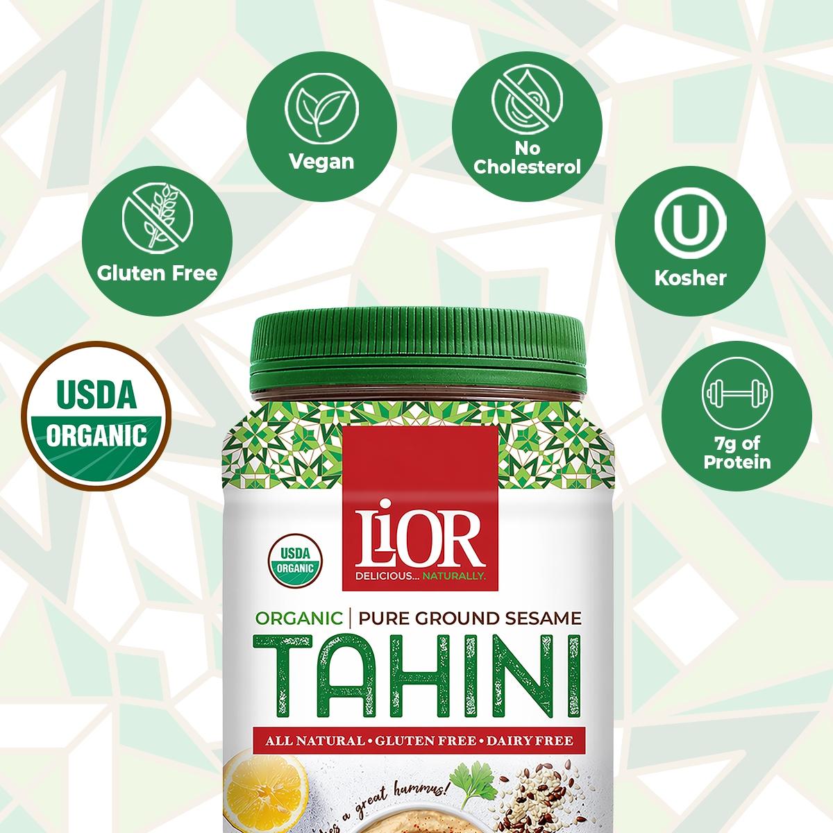 Organic Tahini, Pure Stone Ground Sesame Butter, LiOR