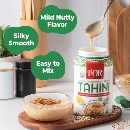 Organic Tahini, Pure Stone Ground Sesame Butter, LiOR